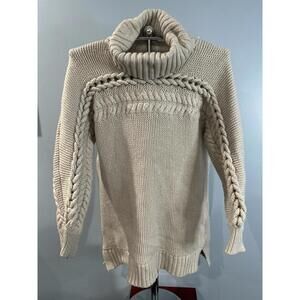 Simply Vera Vera Wang Sweater Womens XL Cable Knit turtleneck beige W/ sparkle *